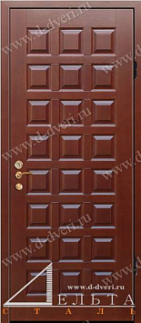 Металлическая дверь в квартиру (декоративная филенчатая панель МДФ со шпоном и декоративная филенчатая панель МДФ со шпоном и зеркалом)