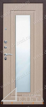 Металлическая дверь с зеркалом (декоративная панель МДФ с покраской по каталогу RAL и декоративная панель МДФ шпон с зеркалом)