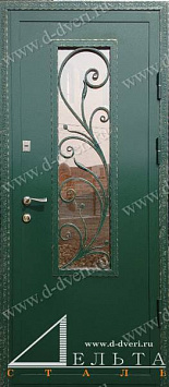 Дверь с терморазрывом (порошковое напыление со стеклом и решеткой и МДФ шпон)