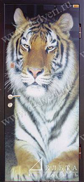 Дверь с фотопанелью «Тигр» и винилискожей внутри