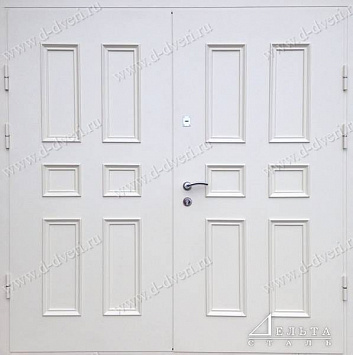 Двустворчатая дверь с рисунком на металле «металлофиленка» (порошковое напыление)