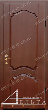 Металлическая дверь в квартиру с зеркалом (декоративная филенчатая панель массив дуба и декоративная филенчатая панель массив дуба с зеркалом)