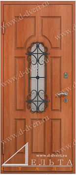 Дверь с терморазрывом (панель МДФ шпон со стеклом и решеткой с двух сторон)