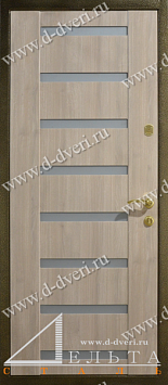Трехконтурная дверь "Престиж" с пробивкой (порошковое напыление и МДФ шпон со стеклянными вставками)