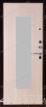 Металлическая дверь в квартиру (декоративная панель МДФ шпон с рисунком и декоративная панель МДФ шпон с зеркалом)