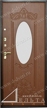 Дверь с зеркалом (порошковое напыление с бронеконвертом и ковкой и МДФ шпон с зеркалом)