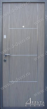 Дверь в квартиру с отделкой порошковое напыление и декоративная панель МДФ шпон с молдингом