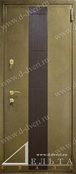 Дверь в квартиру с отделкой порошковое напыление со вставкой МДФ шпон и декоративная панель МДФ шпон